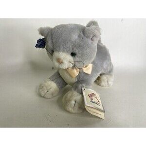 Applause Casey Kitty Cat Gray Plush Stuffed Toy Green Eyes 5907 Kitten VTG 1985